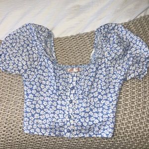 blue floral crop top - brand Who Am I